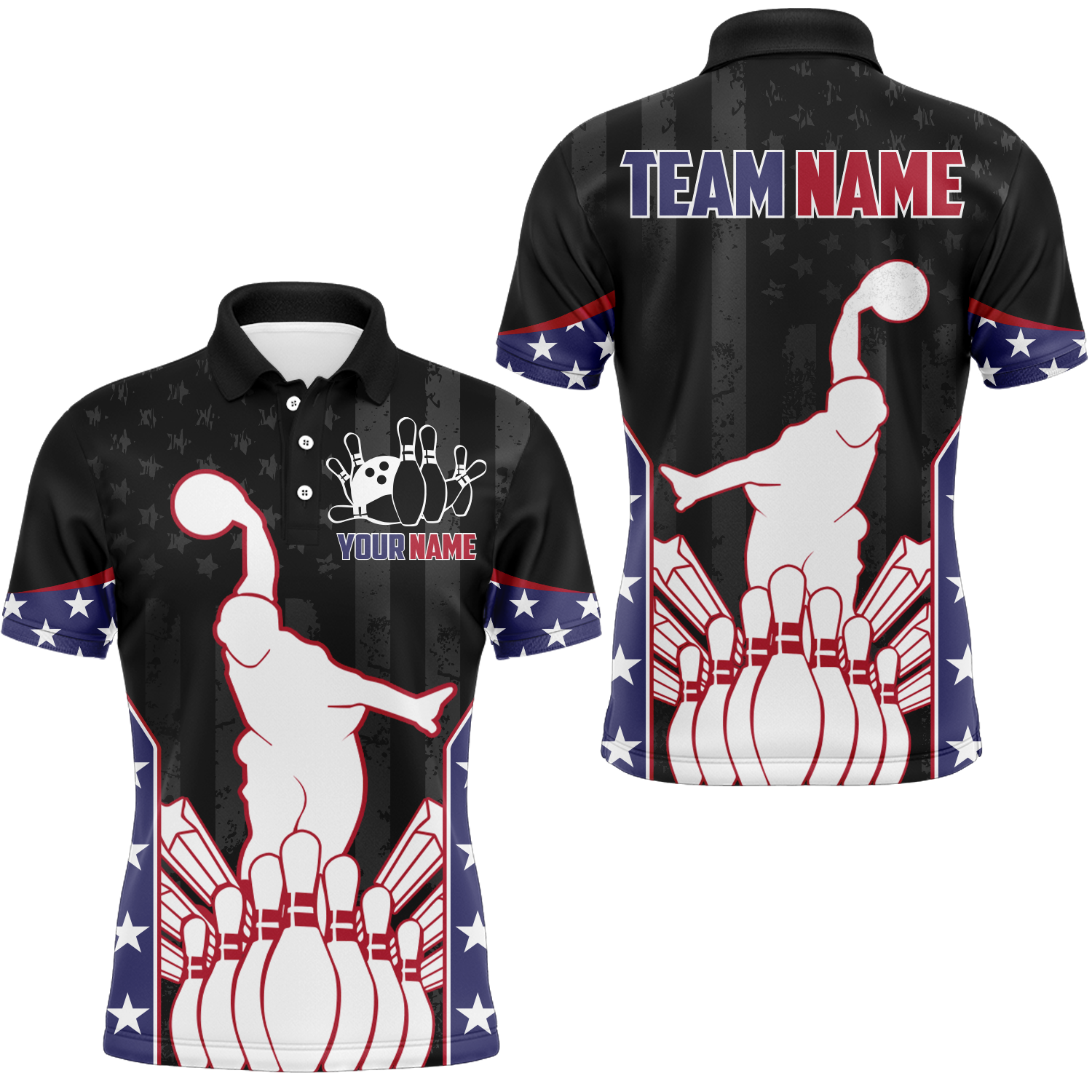 Men's Personalised Bowling Team Polo Shirt Q439