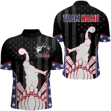 Men's 1/4 Zip Personalised Bowling Team Shirts Q439