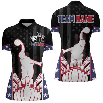 Women's 1/4 Zip Personalised Bowling Shirts Q439