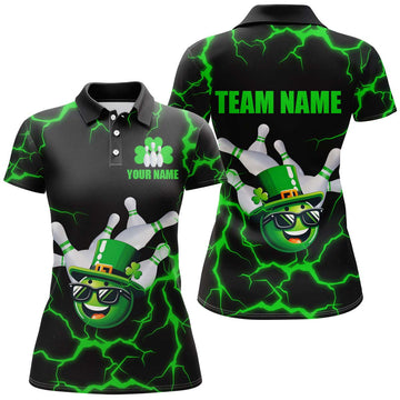 Women's Green Bowling Polo Shirt - Lucky Team Jersey Q220