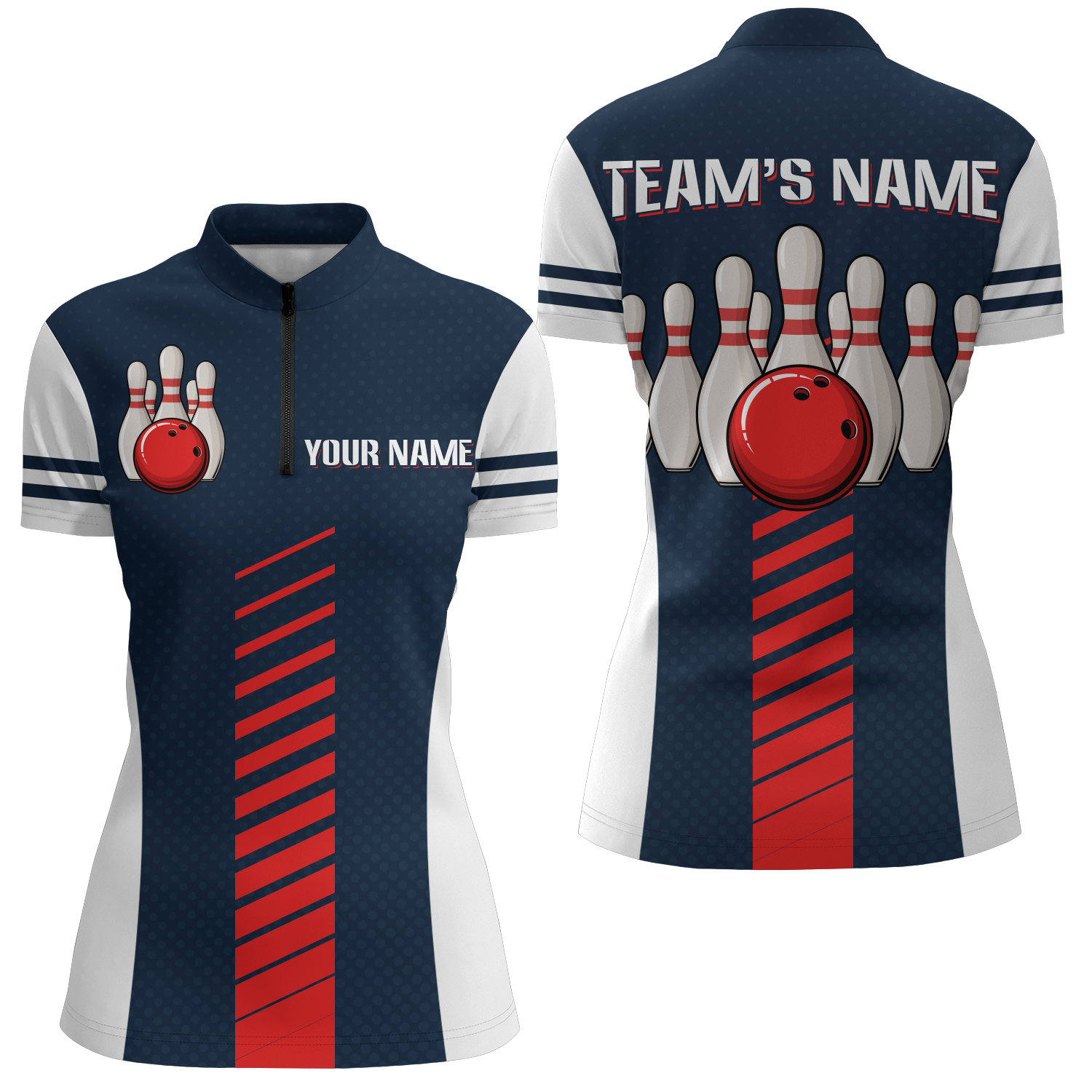 Women's Custom Bowling Quarter-Zip Shirt - Team League QZT67-2 Q67
