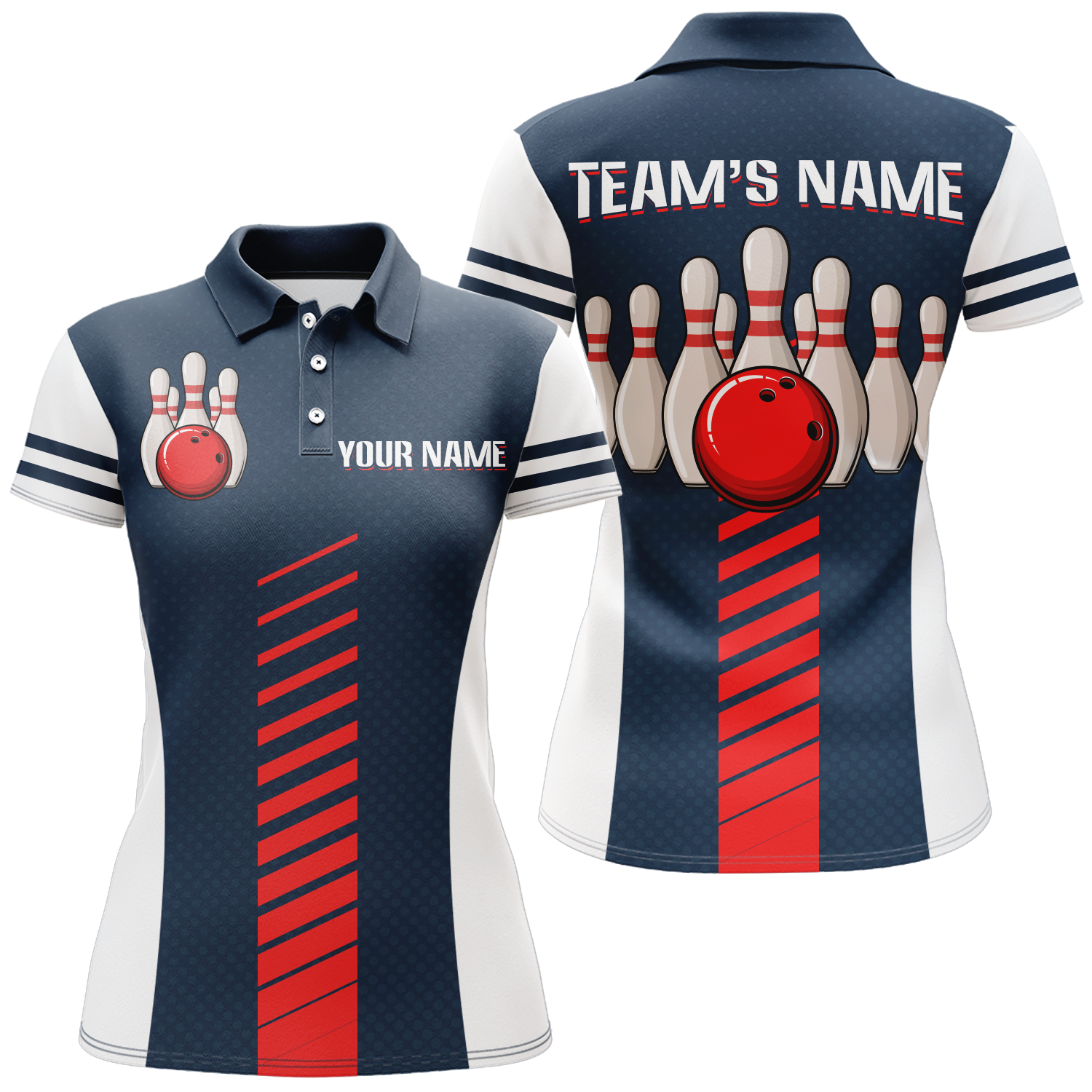 Women's Custom Bowling Polo Shirt - Team League QZT67-2 Q67