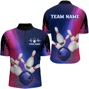 Personalised 3D Bowling Shirt for Men - 1/4 Zip Jersey Q289