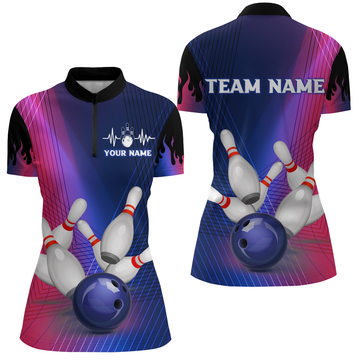 Personalised 3D Bowling Shirt for Women - 1/4 Zip Jersey Q289