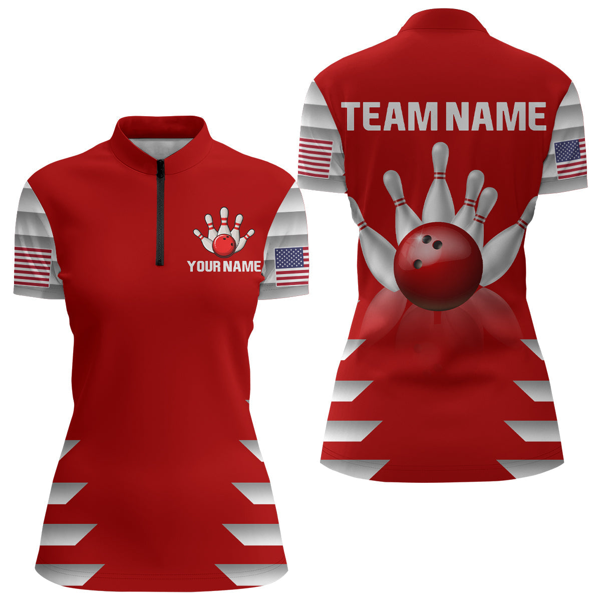 Women's Custom Bowling Quarter-Zip Jersey Q210