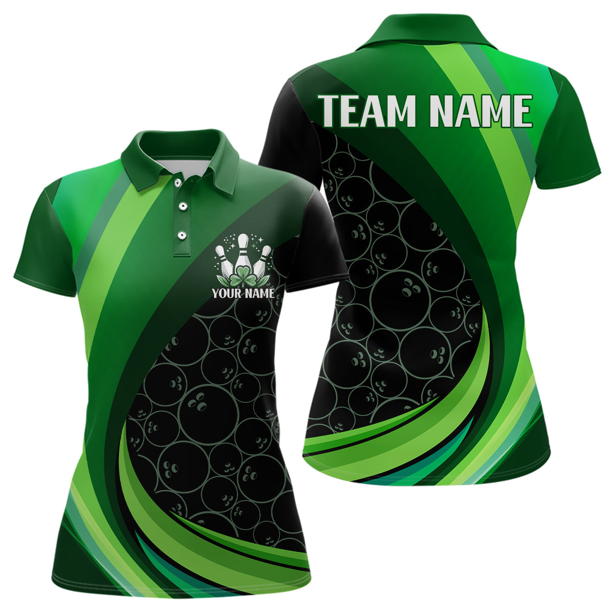 St. Patrick's Day Women's Green Bowling Polo Q224