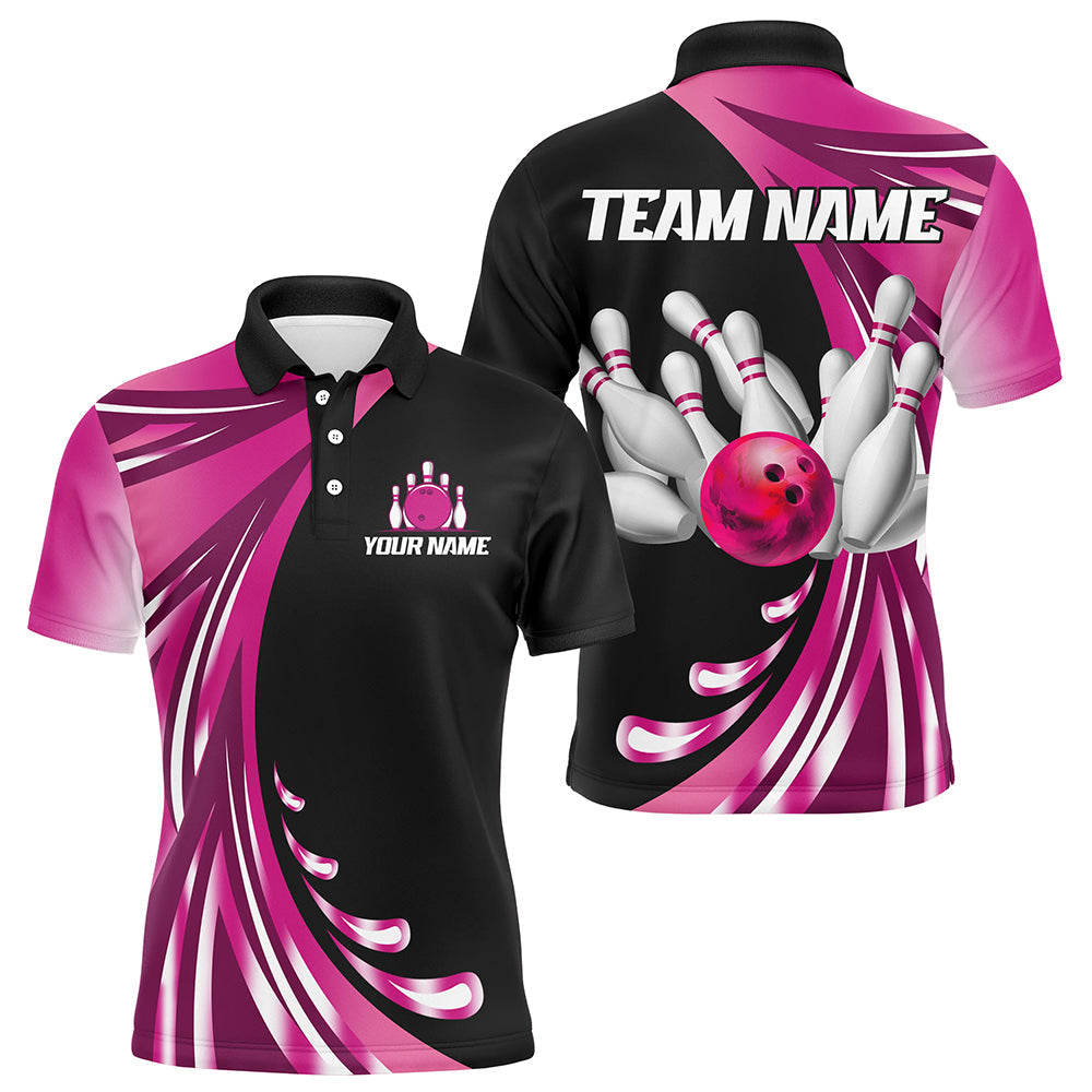 Personalised Pink Bowling Team Polo Shirt for Men & Women B457