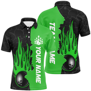 Green Flame Bowling Polo Shirts for Men & Women B471