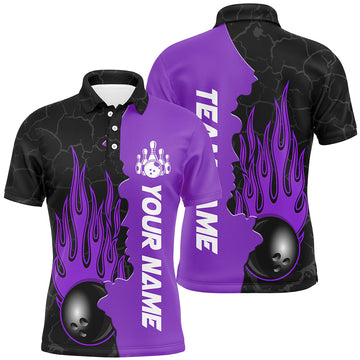 Purple Flame Bowling Polo Shirt - Custom Team Jersey for Men & Women B471