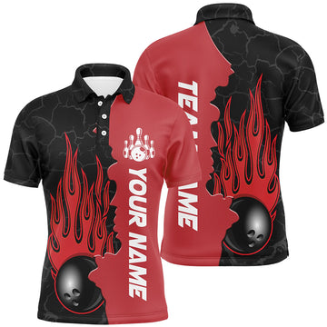 Red Flame Bowling Polo Shirt for Men & Women - Custom Team Jerseys B471