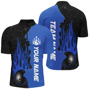 Blue Flame Bowling Quarter Zip Jerseys for Men & Women B471