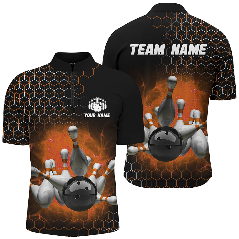 Custom Orange Bowling Quarter-Zip Jersey for Men and Women B490