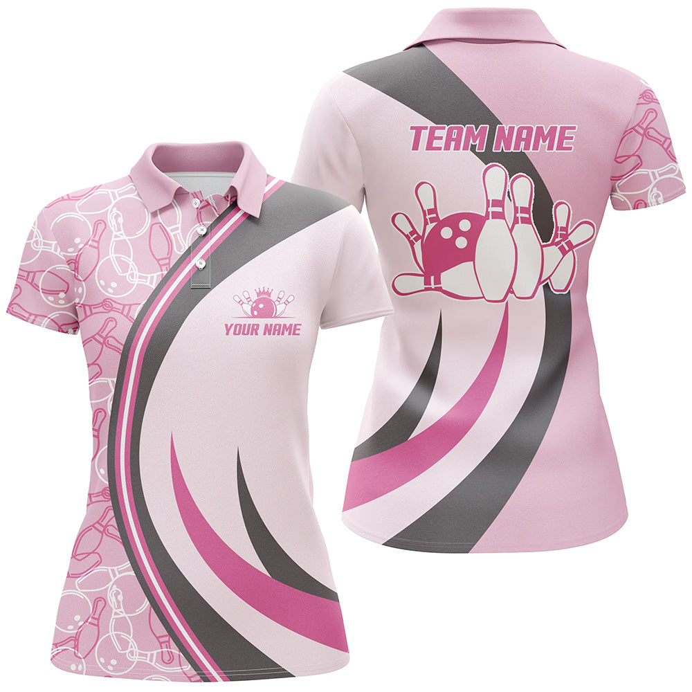 Women's Pink Bowling Polo Shirt B102