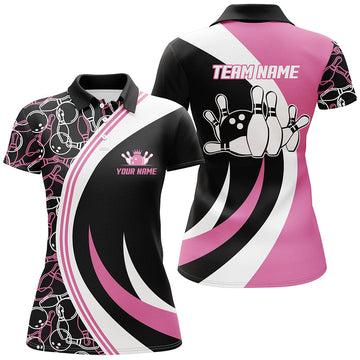 Women's Pink Bowling Polo Shirt - Custom Seamless Team Jersey B104