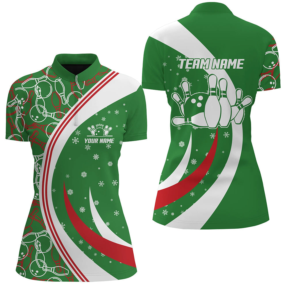 Women's Custom Christmas Bowling Quarter-Zip Jersey B385
