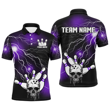 Skull Bowling Polo Shirt for Men & Women - Light Thunder Purple Halloween Jersey B541