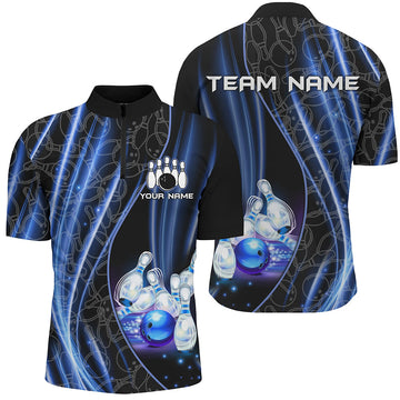 Custom Blue Light Bowling 1/4 Zip Jersey for Men and Women B504