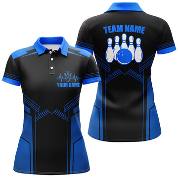 Women's Custom Blue Bowling Polo Shirt B22