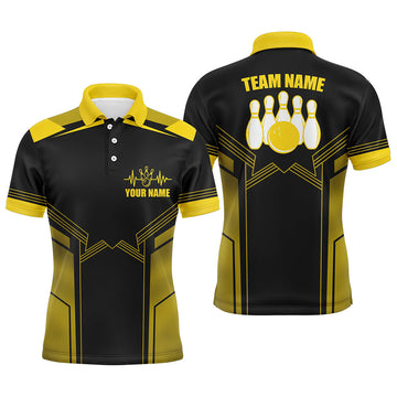 Yellow Men's Bowling Polo Shirt - Custom Jersey with Name B66