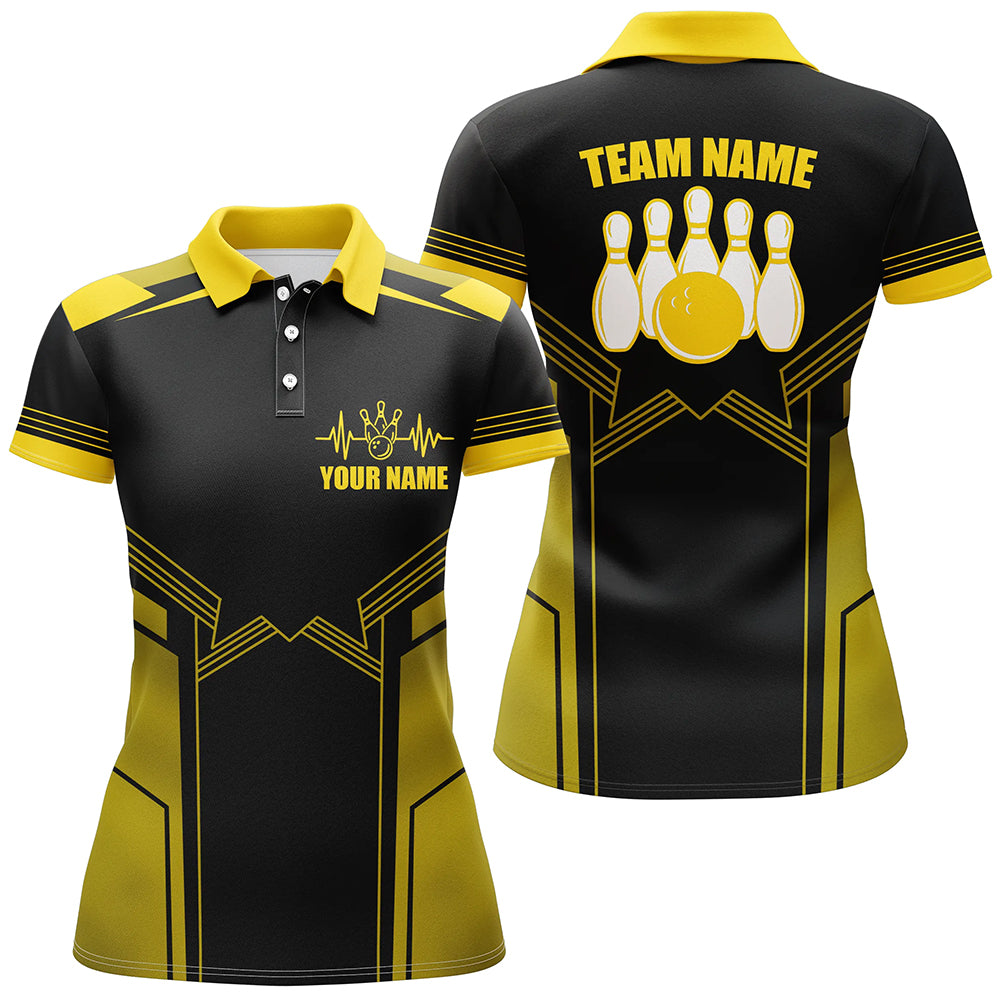 Yellow Women's Bowling Polo Shirt - Custom Team Jersey B67