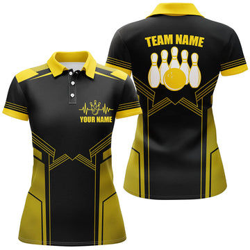 Yellow Women's Bowling Polo Shirt - Custom Team Jersey B67
