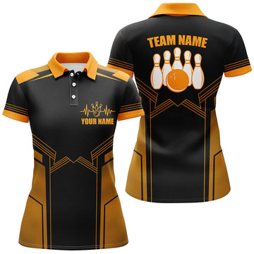 Orange Women's Bowling Polo Shirt - Custom Team Jersey B75