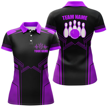 Women's Purple Bowling Polo Shirt - Custom Team Jersey B79