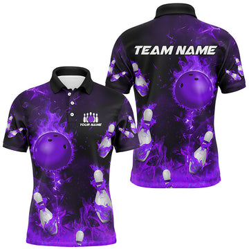 Custom Purple Flame Bowling Polo for Men & Women B529