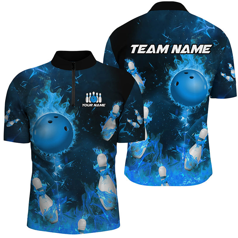 Blue Flame Bowling Team Jersey 1/4 Zip - Unisex B529