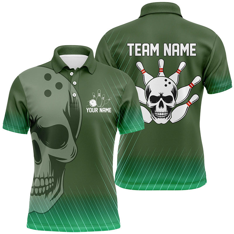 Green Skull Unisex Bowling Polo Shirt B484