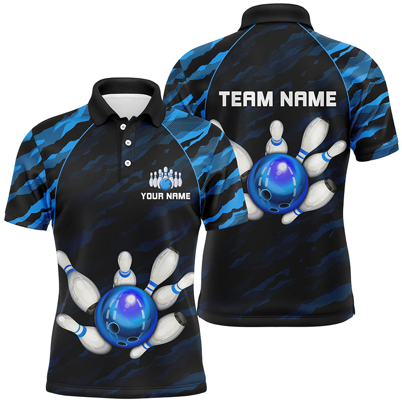 Personalised Blue Camo Bowling Polo Shirt - Unisex B485
