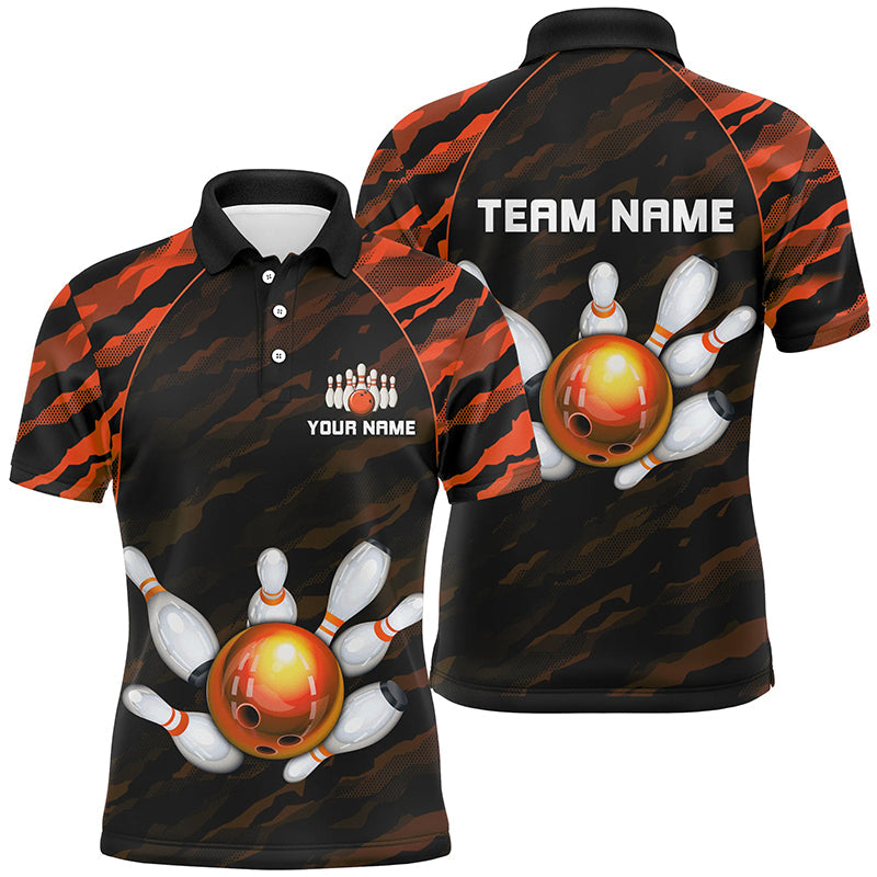 Personalised Orange Camo Bowling Polo Shirt - Unisex B485