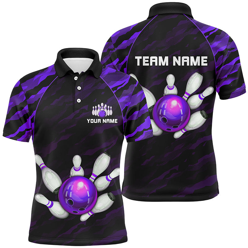 Personalised Purple Camo Bowling Polo Shirt - Unisex B485