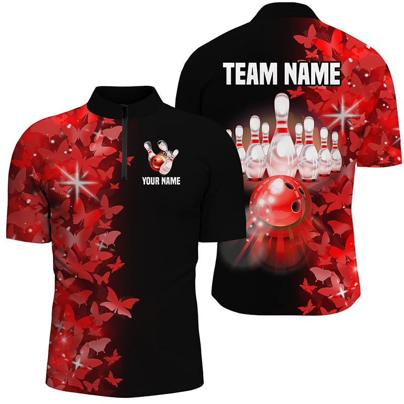 Red Butterfly Bowling Jersey 1/4 Zip for Men/Women B505