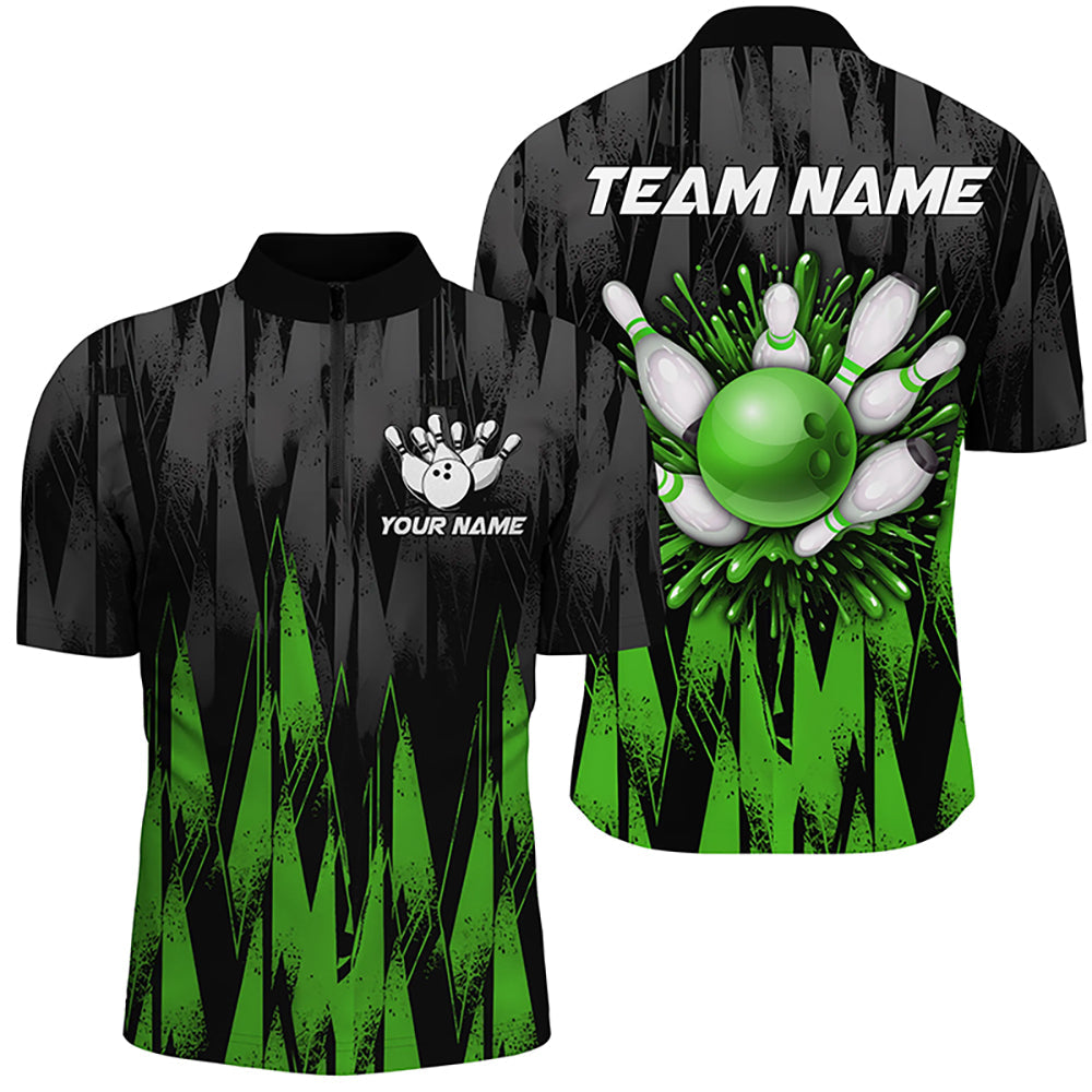 Custom Green Bowling Quarter Zip Jersey for Men & Women B458
