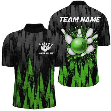 Custom Green Bowling Quarter Zip Jersey for Men & Women B458