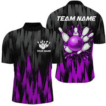 Custom Purple Bowling Quarter Zip Jersey for Men & Women B458