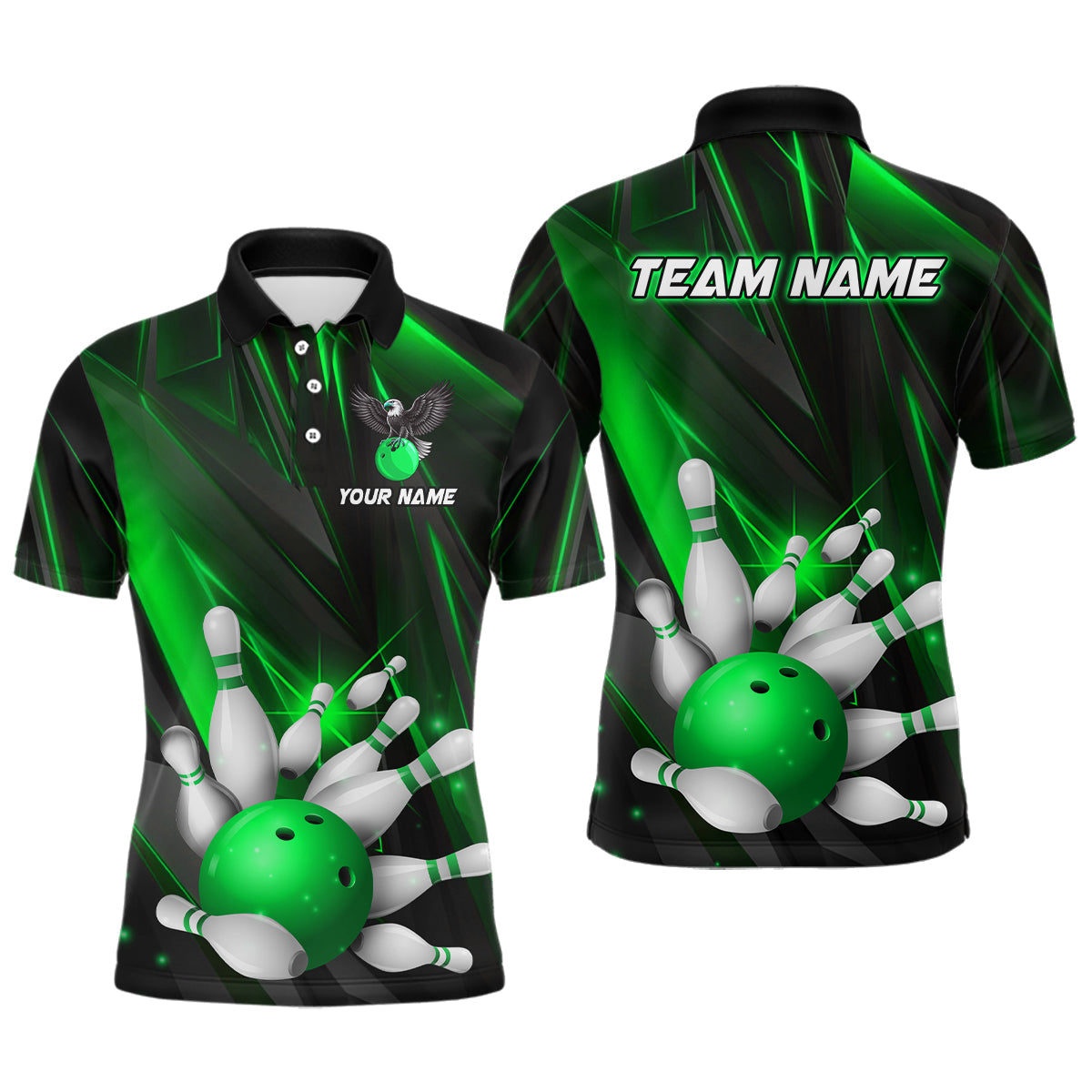 Eagle Bowling Polo Shirt - Custom Team Jersey for Men & Women - Green B524