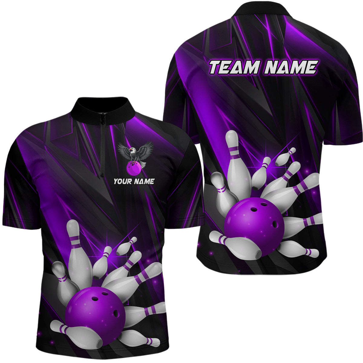 Eagle Bowling Jersey for Men & Women - Custom Team Uniform - Purple B524