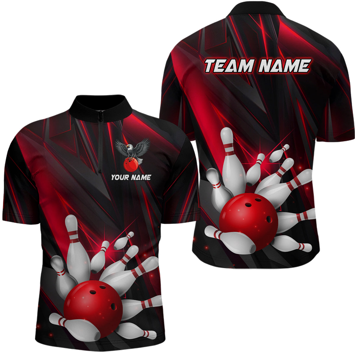 Eagle Bowling Shirt - Custom Red Jersey for Men & Women B524