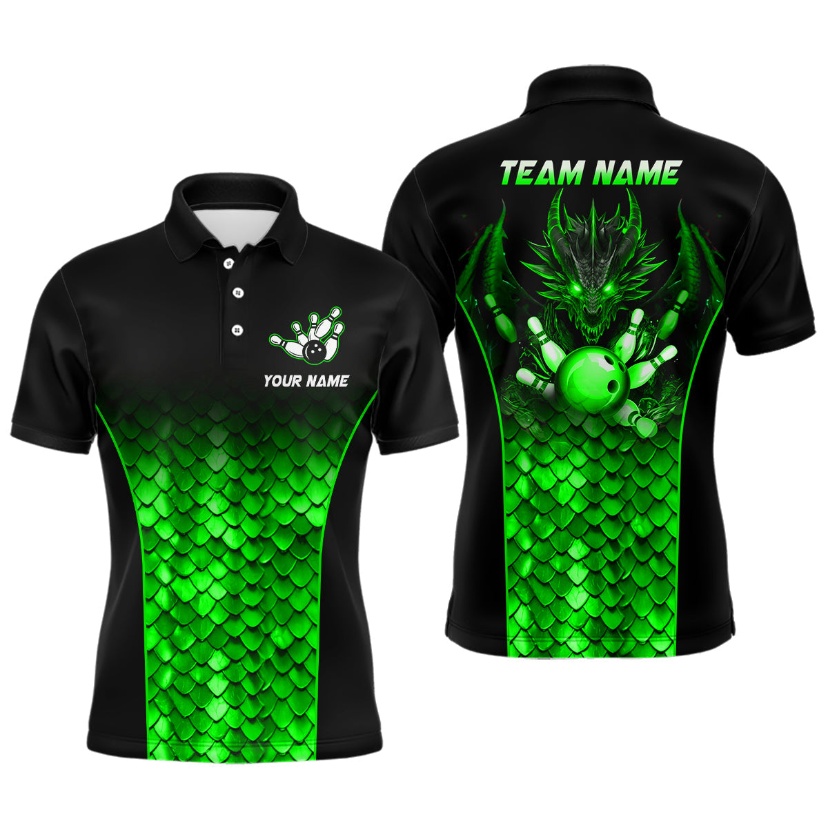 Green Dragon Bowling Polo Shirt for Men & Women B508