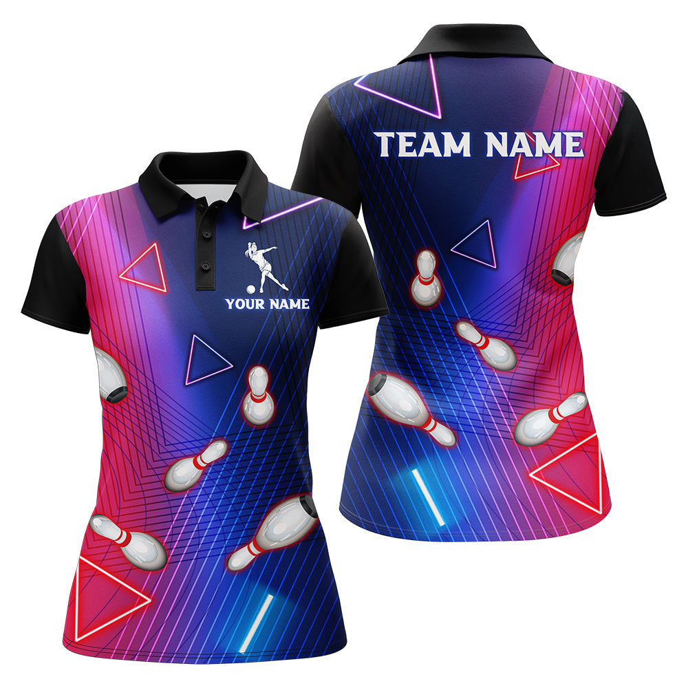 Navy Women's Custom Name Bowling Polo Shirt B46