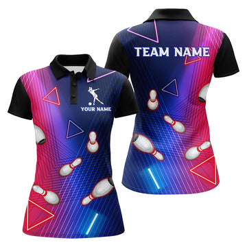 Navy Women's Custom Name Bowling Polo Shirt B46
