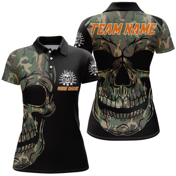 Camo Skull Bowling Polo Shirt for Women B284