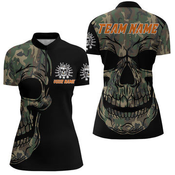 Camo Skull Bowling Jersey Women's Quarter-Zip Shirt B284