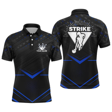 Men's Blue & Black Bowling Polo Shirt B259