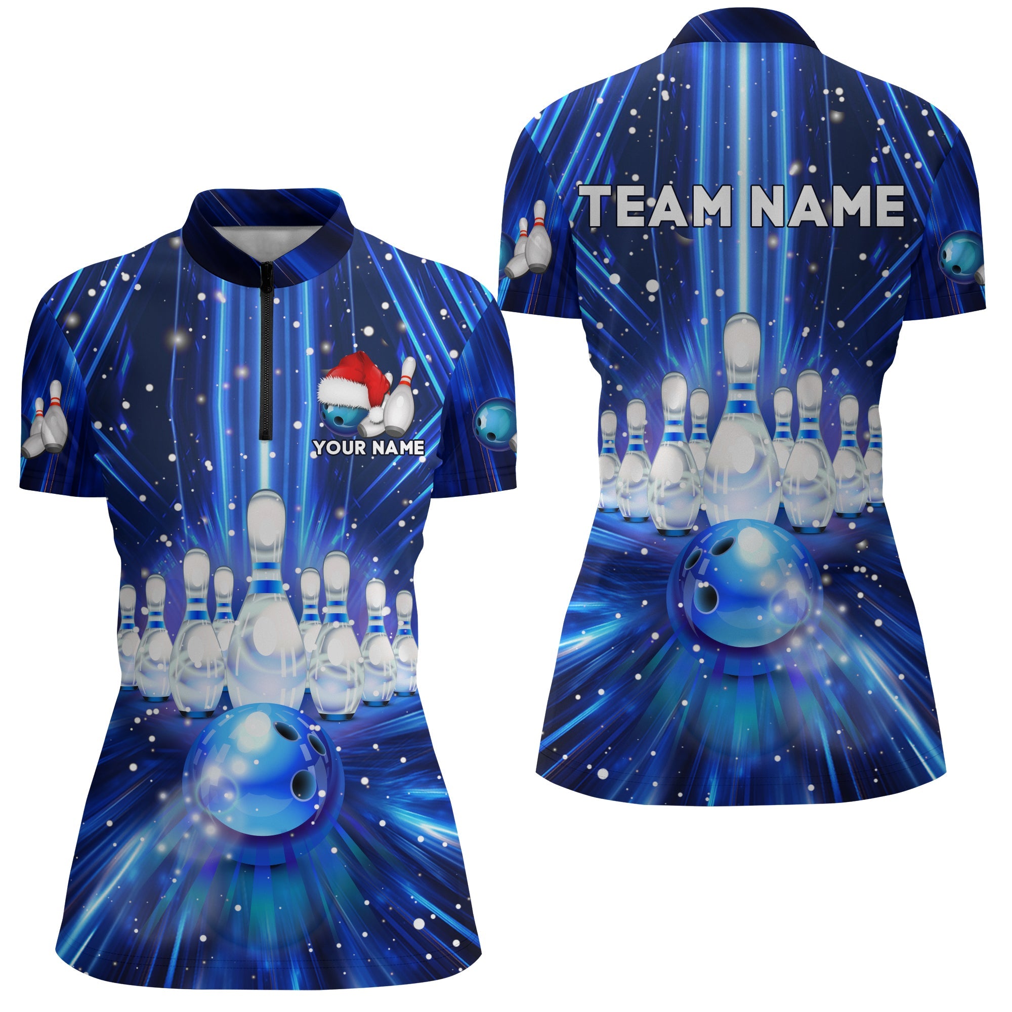 Custom 3D Bowling Quarter-Zip Shirt for Women B384