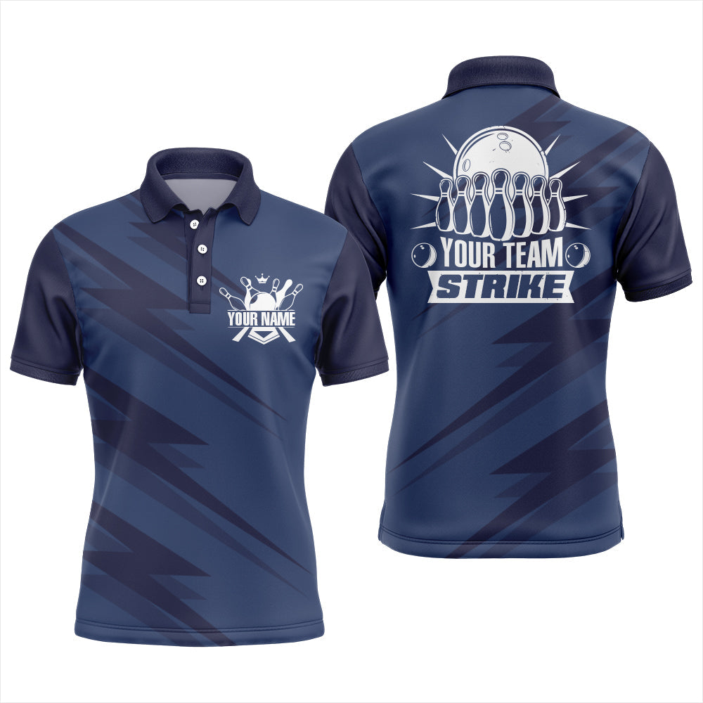 Men's Blue Bowling Polo Shirt - Custom League Jersey B246