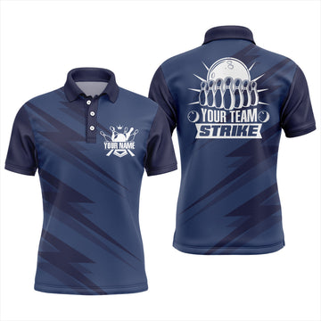 Men's Blue Bowling Polo Shirt - Custom League Jersey B246