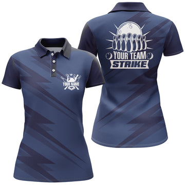 Women's Blue Bowling Team Polo Shirt B246